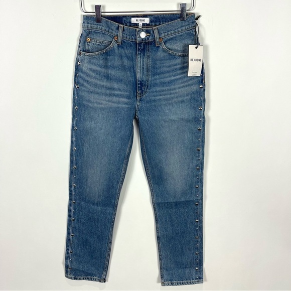 RE/DONE 70s Straight Moon Stoned Stud Jeans - Picture 1 of 13